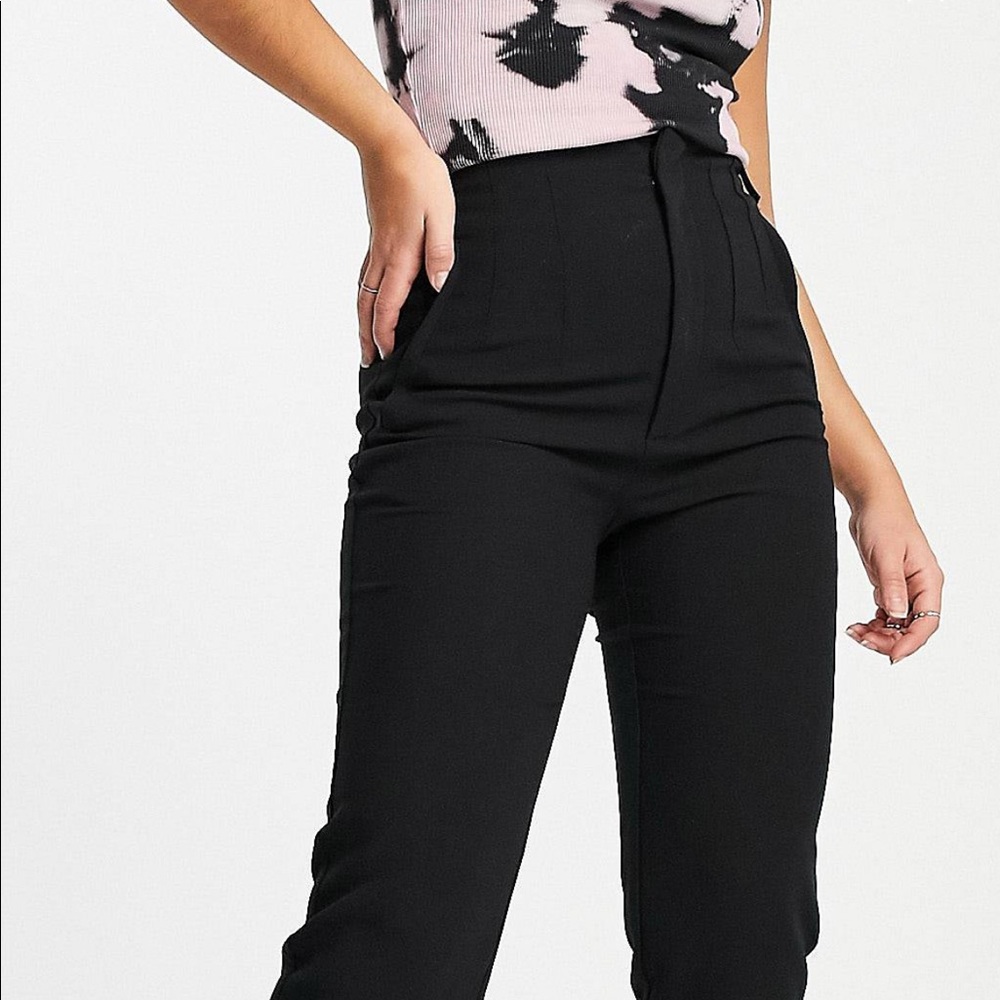 Stradivarius Petite slim tailored pants in black